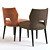 Velour Upholstered Jasper Dining Chair 3D model small image 2