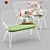 Scroll White Metal Outdoor Bench: Elegant and Durable Patio Seating 3D model small image 1