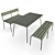 Luxembourg Metallic Table & Bench Set 3D model small image 1