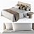 Elegant Wooden Bed Set - White & Brown 3D model small image 2