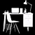 Modern Office Furniture Set: Desk & Chair 3D model small image 3