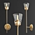 Elegant Transparent Brass Wall Sconce 3D model small image 3