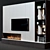 Modern Fireplace with Shelves & TV 3D model small image 2