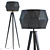 Modern Black Tripod Floor Lamp 3D model small image 1