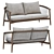 Crosshatch Settee: Elegant Comfort 3D model small image 1