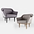 Elegant Upholstered Armchair 3D model small image 1