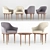 Elegant Wood & Brass Chair Set 3D model small image 1