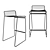 Modern Metal Bar Stool 3D model small image 2