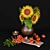 Sunflower and Mountain Ash Decor Set 3D model small image 1