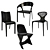 Sleek Black Plastic Chairs 3D model small image 1