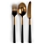 Elegant Gold Black Cutlery Set 3D model small image 1