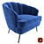 Tiffany Blue Velvet Wing Chair 3D model small image 1