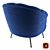 Tiffany Blue Velvet Wing Chair 3D model small image 3