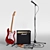 Musician's Set: Electric Guitar, Amplifier, Microphone 3D model small image 1