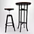 Sleek Modern Bar Stool Set 3D model small image 1