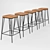 Modern Gunmetal Bar Stool Set 3D model small image 3