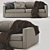 Elegant Velvet Sofa 3D model small image 1