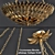 Antique Gold Plumage Chandelier 3D model small image 1