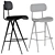 Industrial Leather Bar Stool 3D model small image 3