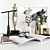 Golden Deco Set: Statuette, Vase, Candlestick, Book, Magazine, Glasses 3D model small image 1