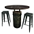 Industrial Black Barrel Table & Tolix Barstools 3D model small image 1