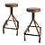 Rustic Leather Industrial Stools 3D model small image 1