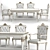 Capitonne Liberty Armchair & Table Set 3D model small image 1