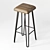 Rustic Wooden Iron Bar Stool 3D model small image 2