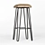 Rustic Wooden Iron Bar Stool 3D model small image 5