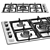 90cm 5-Burner Lateral Control Wok Burner 3D model small image 1