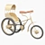 Vintage-inspired Metal & Wood Tricycle 3D model small image 2