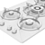 90mm 5-Burner Gas Cooktop with Individual Pan Supports 3D model small image 3
