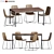 Elegant Slope Leather Dining Set 3D model small image 1