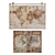 Antiqued Canvas World Map: Vintage Inspired Wall Decor 3D model small image 1