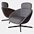 Sleek Swivel Russell Armchair 3D model small image 1