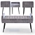 Velvet Gray Black Bench 3D model small image 1