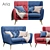 Elegant Aria 2-Seater Sofa 3D model small image 1