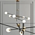 Modern Black and Brass Vector Pendant Chandelier 3D model small image 1