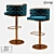 Industrial Metal Bar Stool with Fabric Seat 3D model small image 1