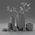 Elegant Ceramic Vase Decor Set 3D model small image 3