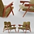 Mid-Century Moss Green Armchairs by Augusto Romano 3D model small image 2