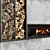Modern Fireplace with Wood Storage and Shelves 3D model small image 2