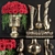 Antique Vases Red Rose Set 3D model small image 1