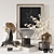 Black Decor Set: Frames, Lamps, Vase, Books 3D model small image 1