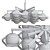 Anke Brass Glass Globe Chandelier 3D model small image 3