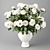 Pure Elegance: White Roses in White Vase 3D model small image 1