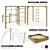 Durable Wood Playground Equipment 3D model small image 1