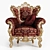 Elegant Fabric Armchair by Modenese Gastone 3D model small image 2