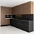 Sleek Black Wood Kitchen 3D model small image 1