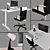 Sleek White Corner Desk & Swivel Chair 3D model small image 1